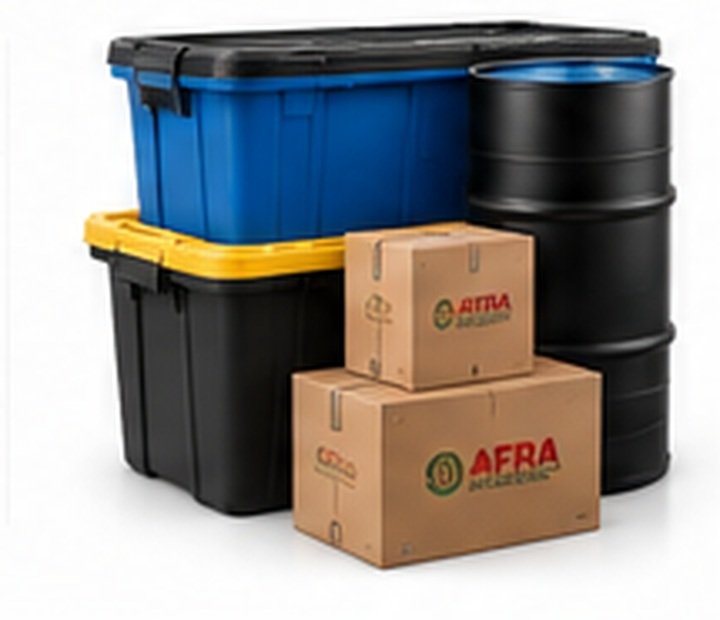 Barrels, boxes and plastic storage totes for ocean cargo
