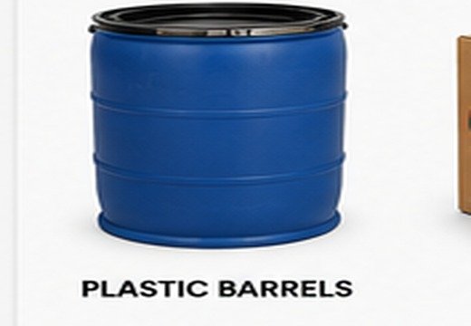 Blue plastic shipping barrel
